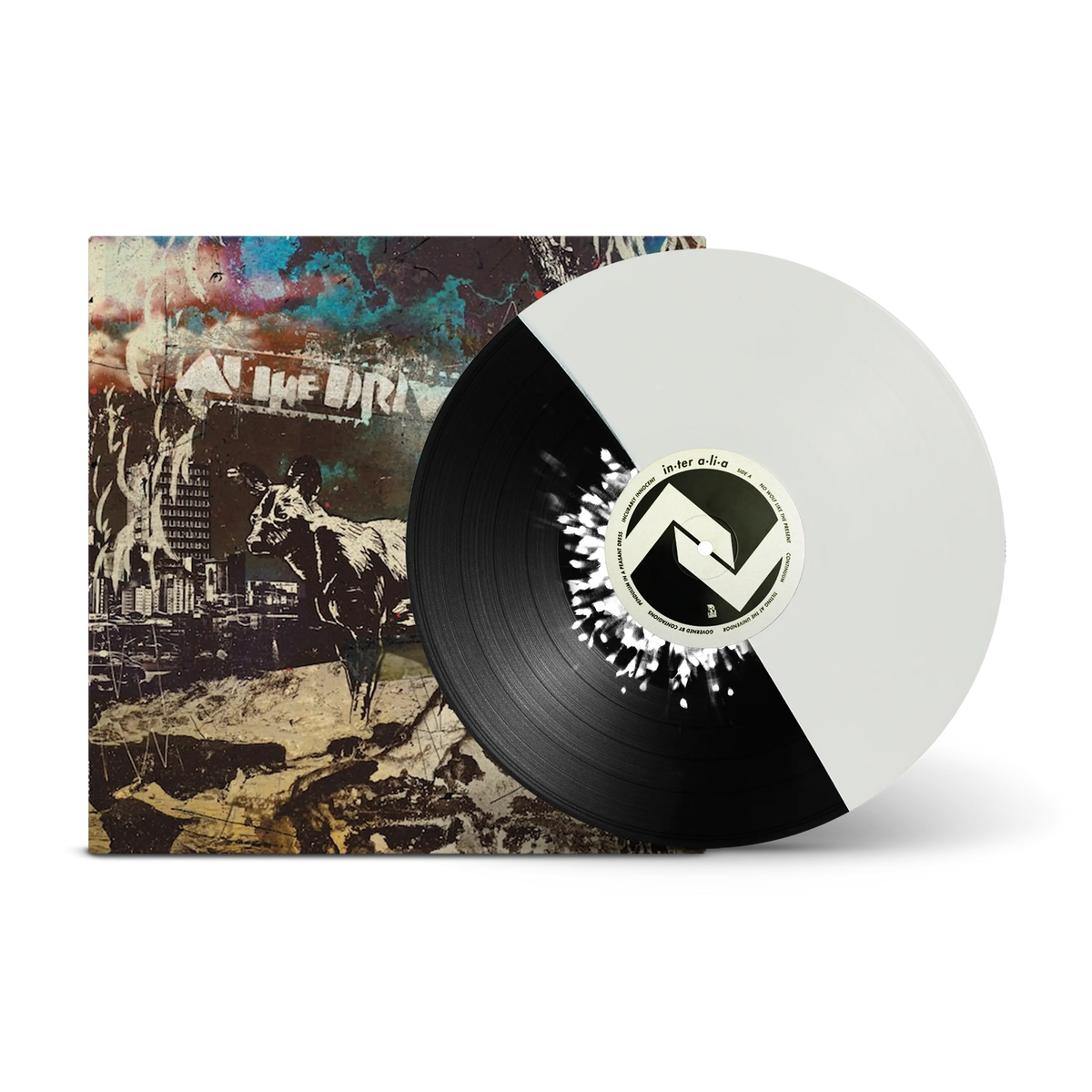 in•ter a•li•a Bone / Black with Bone Splatter Split LP