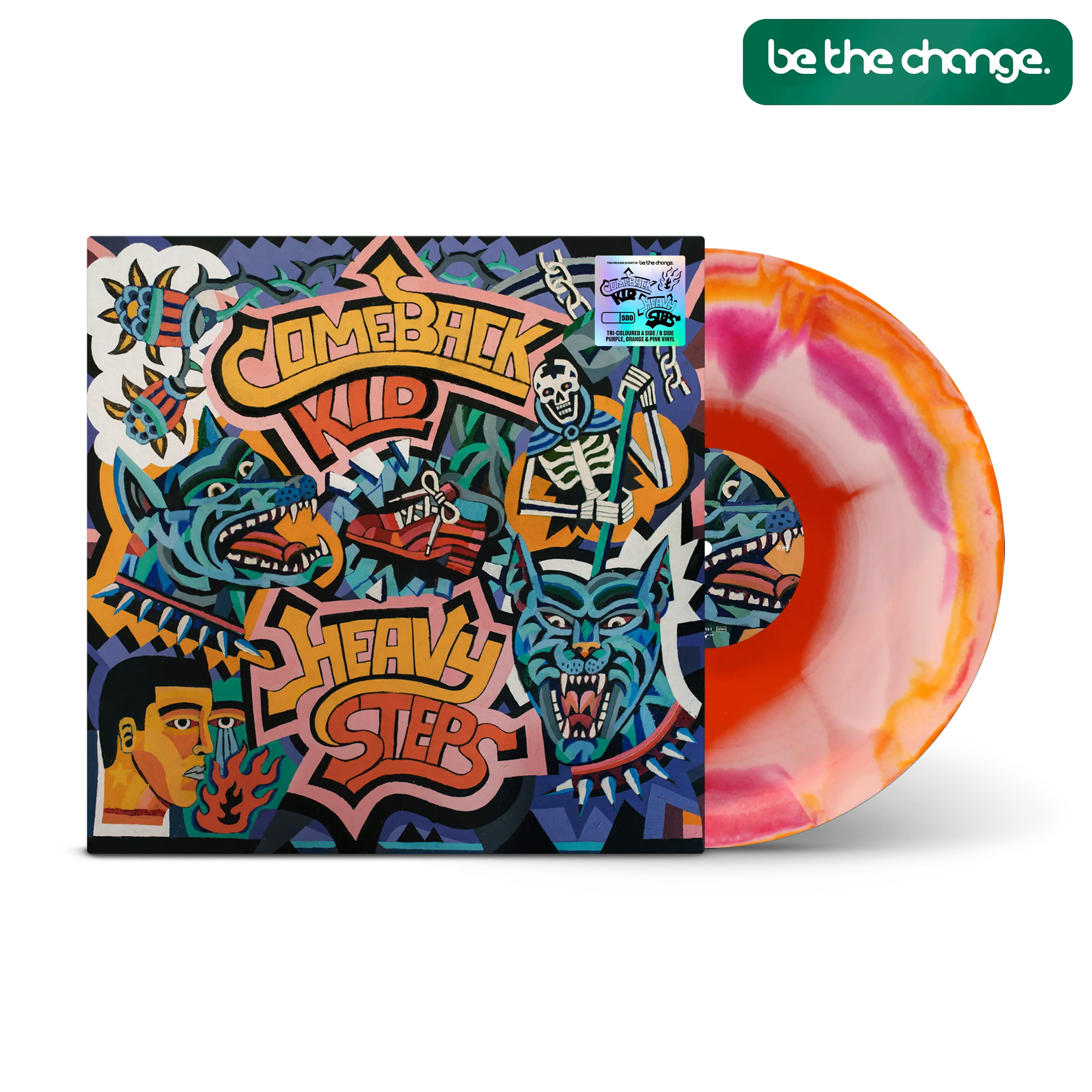 Heavy Steps Tri-coloured A Side/B Side Purple, Orange & Pink LP