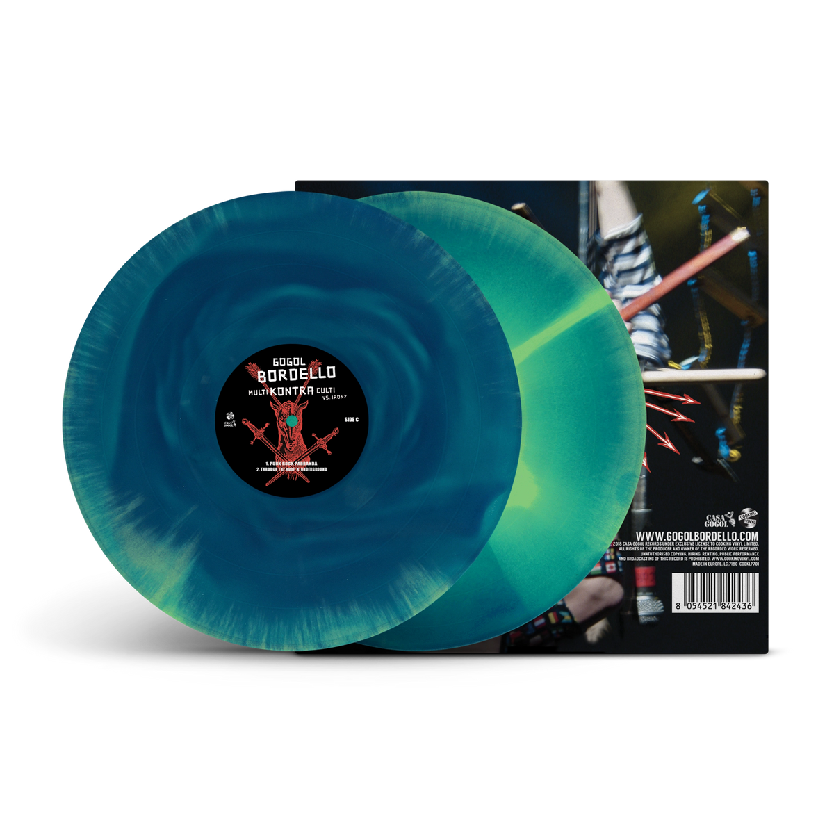 Multi Kontra Culti vs. Irony Translucent Blue & Green A/B Side Double LP