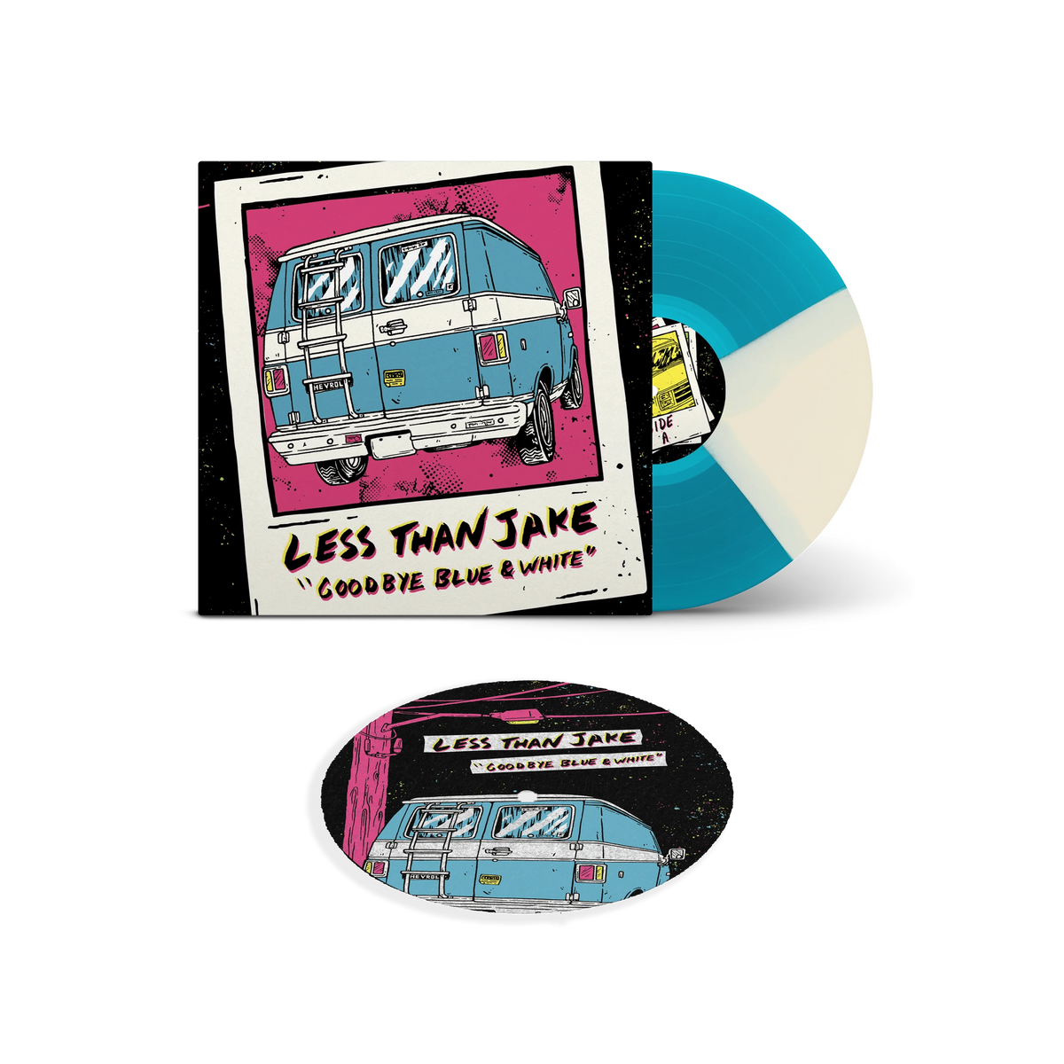 Goodbye Blue And White Glacier Quad Vinyl LP w/ Slipmat