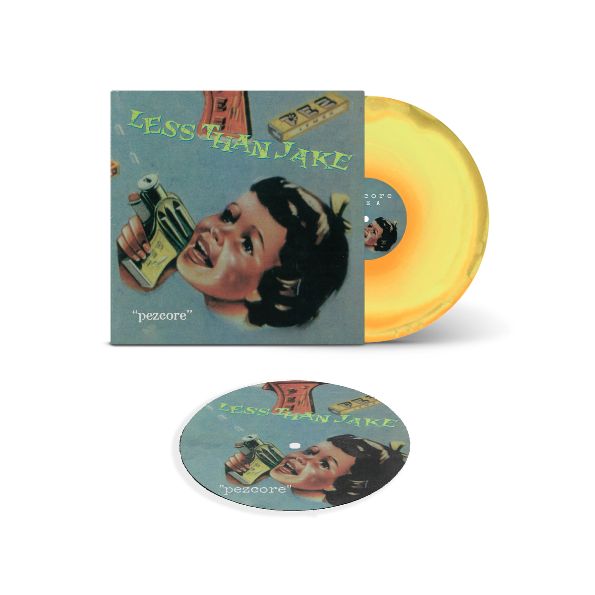 Pezcore Orange, Sunshine & Black Ice Tri-Coloured LP w/ Slipmat