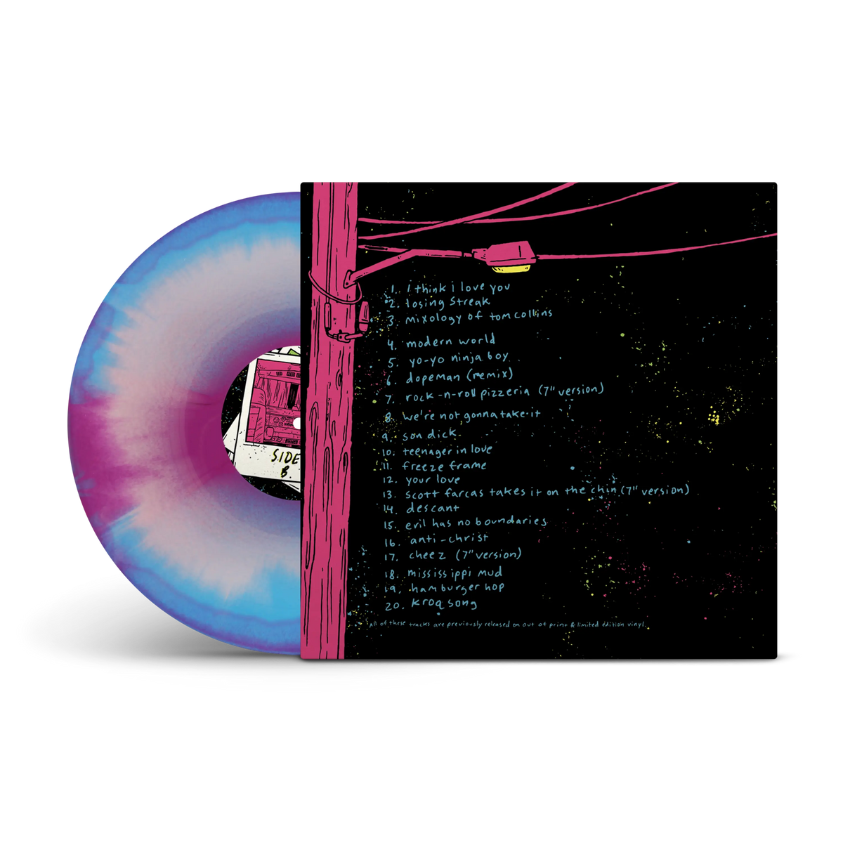 Goodbye Blue And White Baby Pink, Blue & Purple Tri-Coloured A/B Side LP