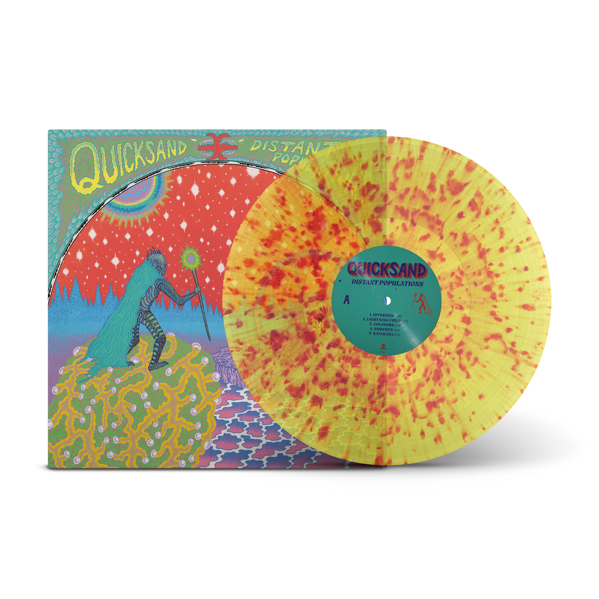Distant Populations Transparent Yellow with Red Splatter LP