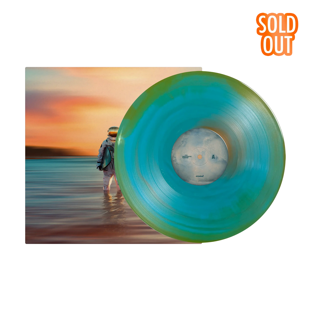 Gravity Orange & Turquoise Sunburst LP with Signed Insert