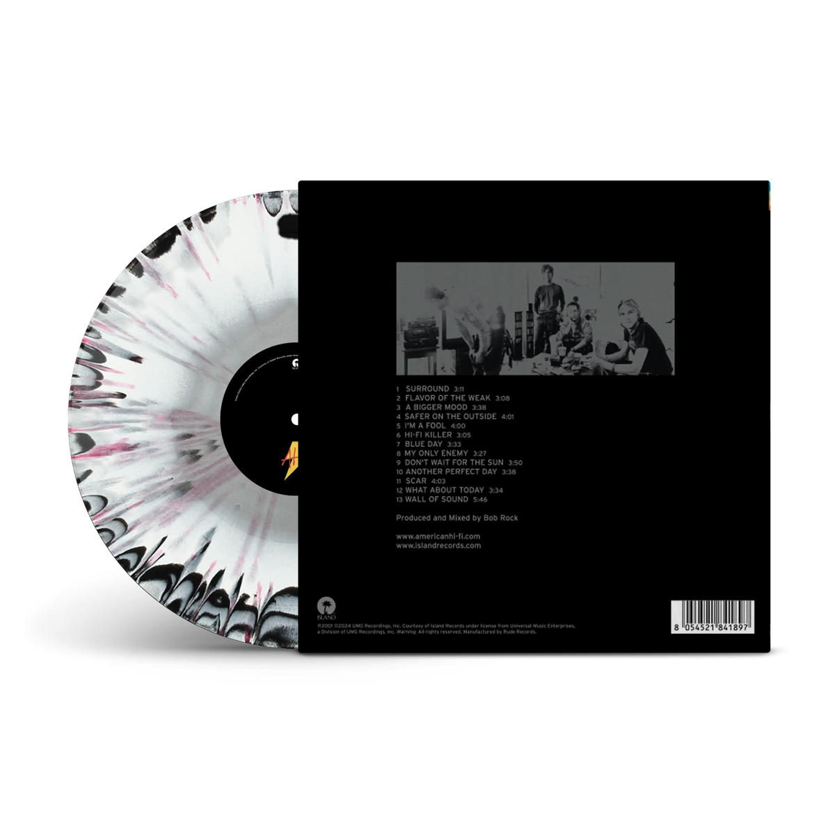 American Hi-Fi Tri-coloured A Side/B Side Pink, White & Black LP