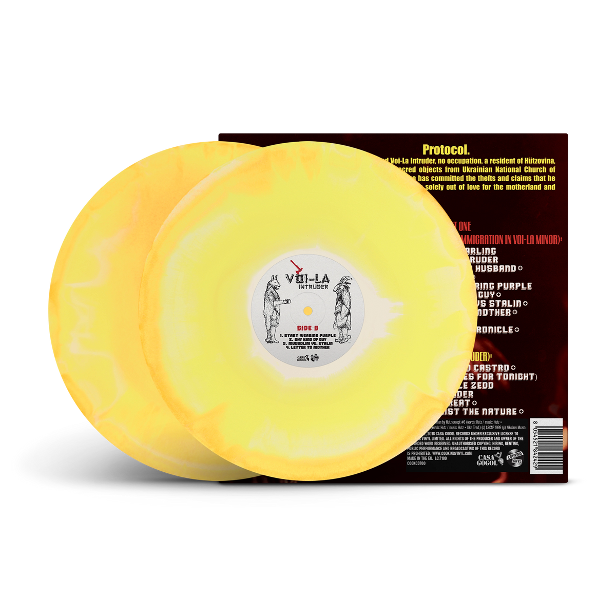 Voi-La Intruder Bone, Sunshine & Neon Orange Tri-Coloured A/B Side Double LP