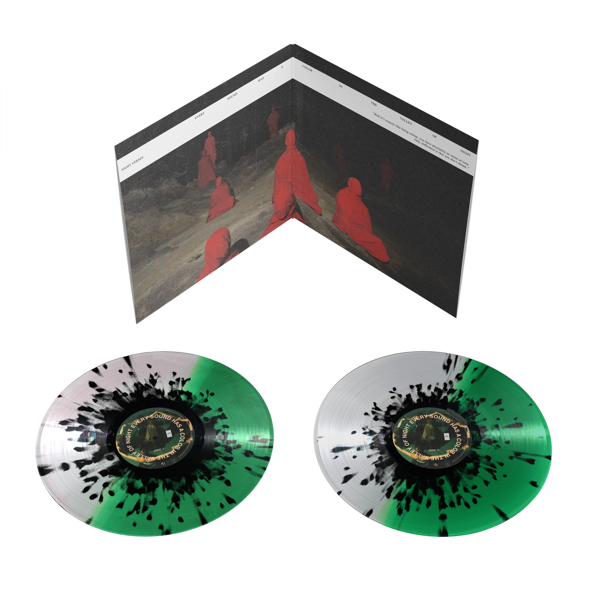 Every Sound Has A Color In The Valley Of Night Half Clear Half Green with Black Splatter Double LP