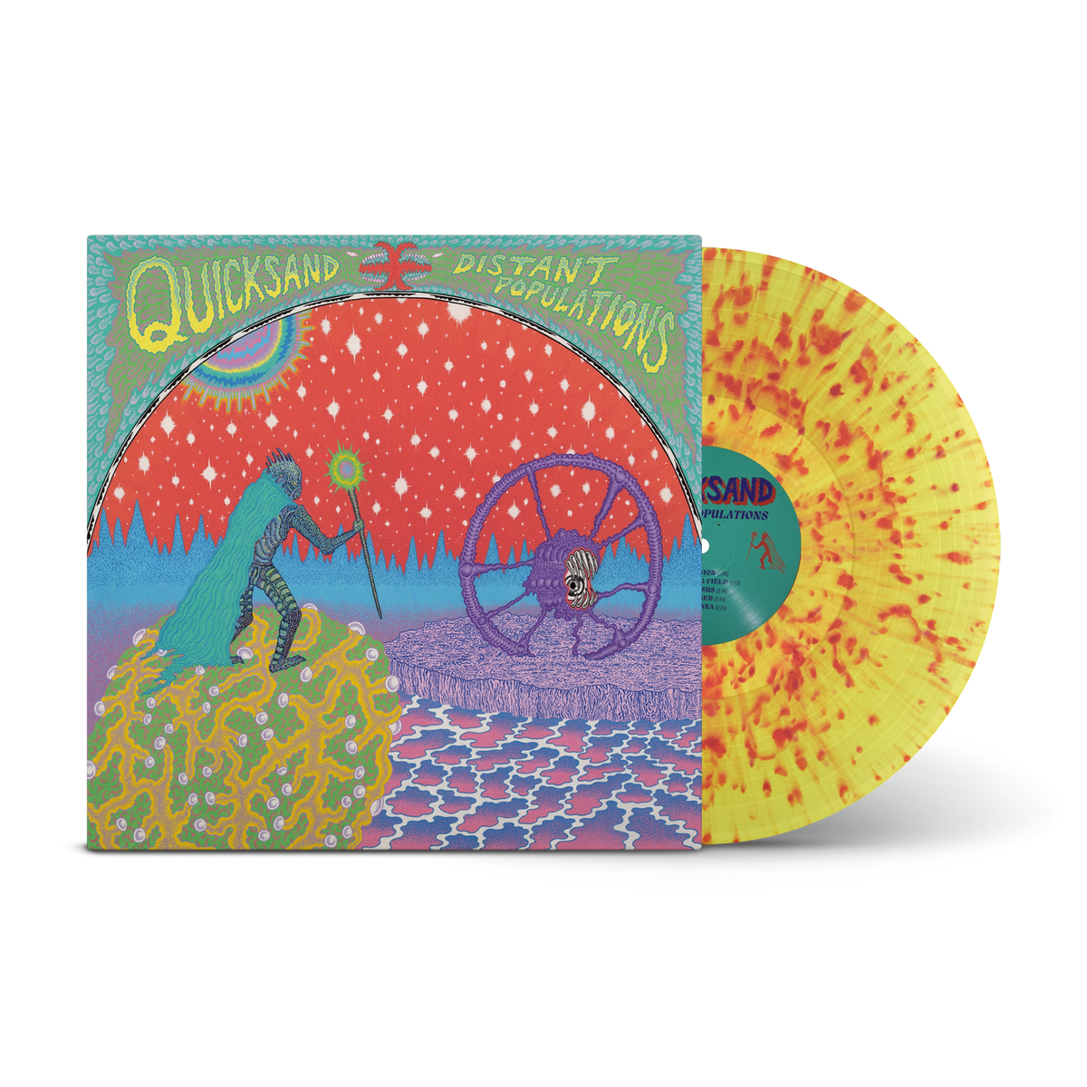 Distant Populations Transparent Yellow with Red Splatter LP