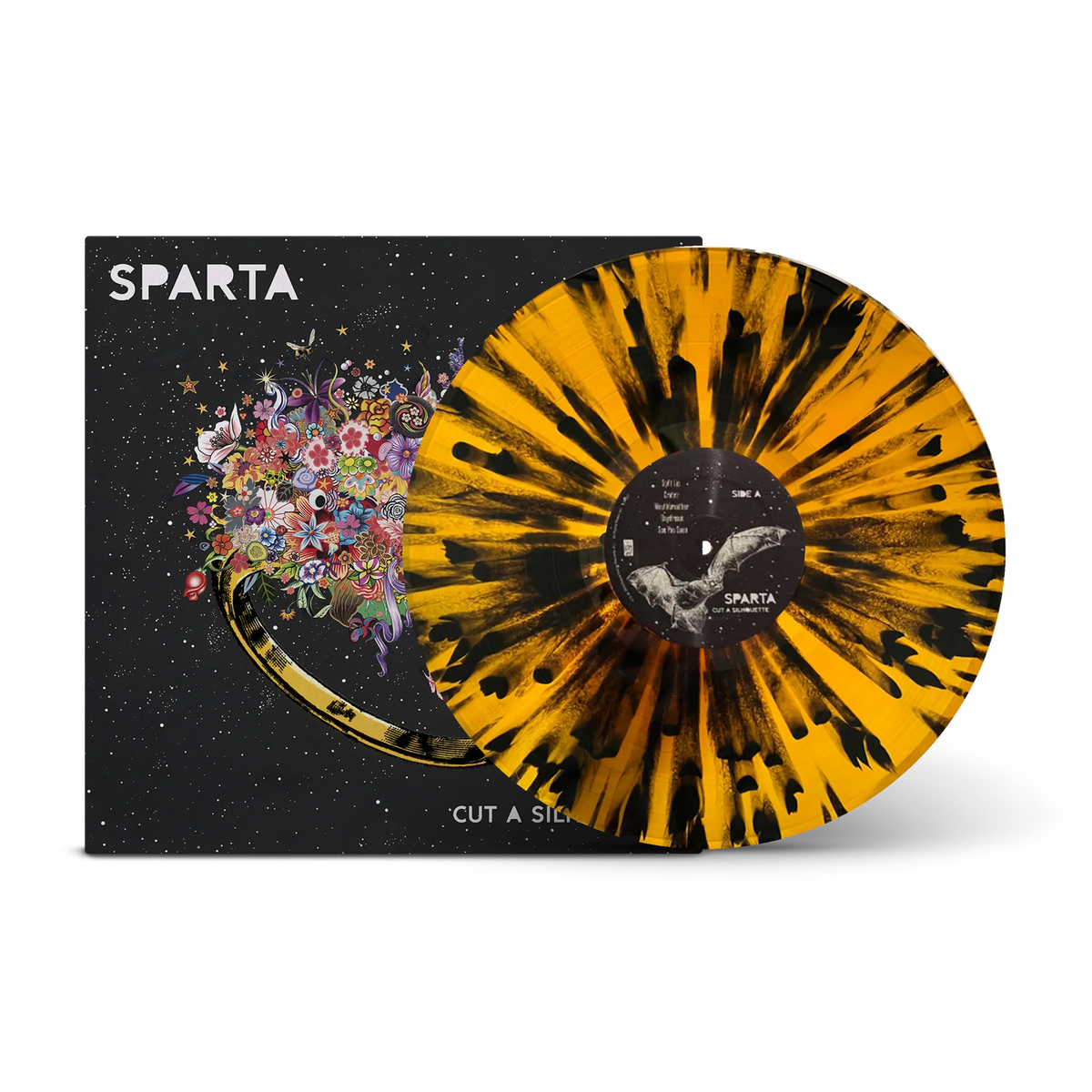 Cut A Silhouette Orange & Yellow Starburst w/Black Splatter LP