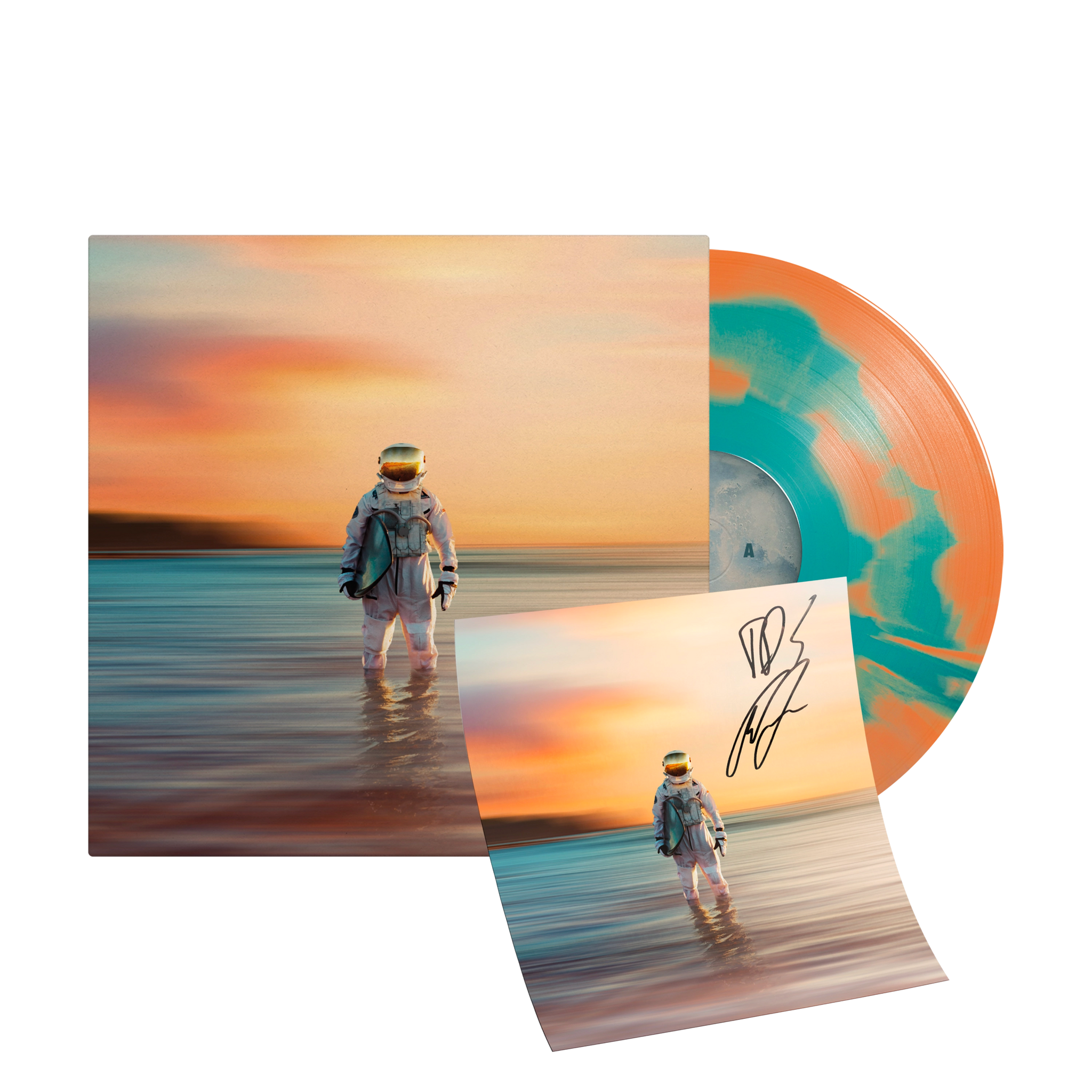 Gravity Orange & Turquoise Sunburst Vinyl LP with Signed Insert