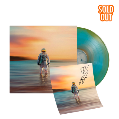 Gravity Orange & Turquoise Sunburst LP with Signed Insert